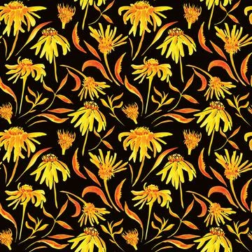 Seamless watercolor pattern with flowers Stock Illustration