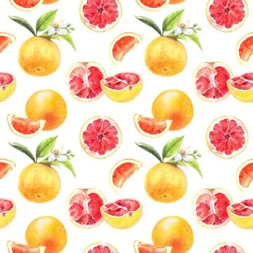 Seamless watercolor pattern of grapefruit, ideal for fresh and vibrant healthy Stockillustratie