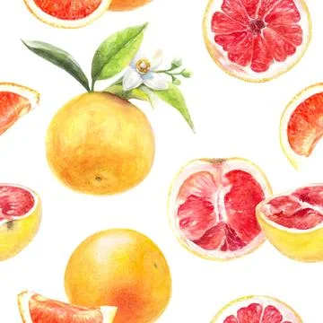 Seamless watercolor pattern of grapefruit, ideal for fresh and vibrant healthy Stockillustratie