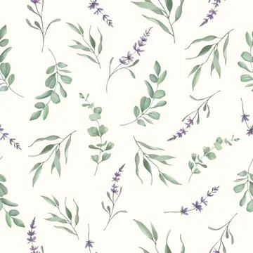 Seamless watercolor pattern. Hand drawn floral  illustration. Vector EPS. Stock Illustration