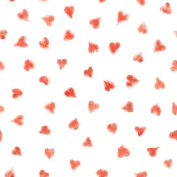 Seamless watercolor pattern with hearts. Vector Stock Illustration