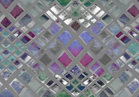 Seamless watercolor pattern with irregular geometry of multicolored rhombuses Stock Illustration