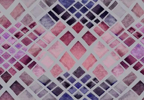 Seamless watercolor pattern with irregular geometry of multicolored rhombuses Stock Illustration