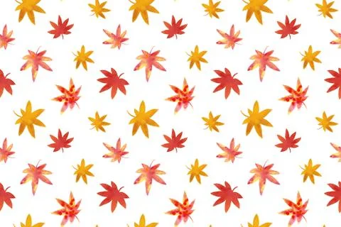 Seamless watercolor pattern with maple leaves Illustrazione stock