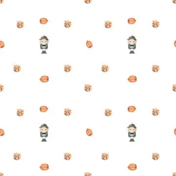 Seamless watercolor pattern with nutcracker. magical new year pattern with 스톡 일러스트