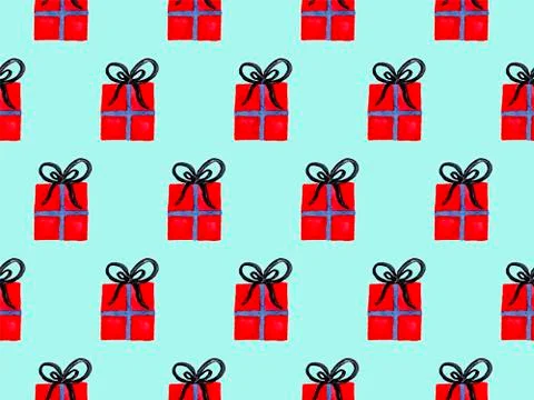 Seamless watercolor pattern with red wrapped christmas gift boxes Stock Illustration