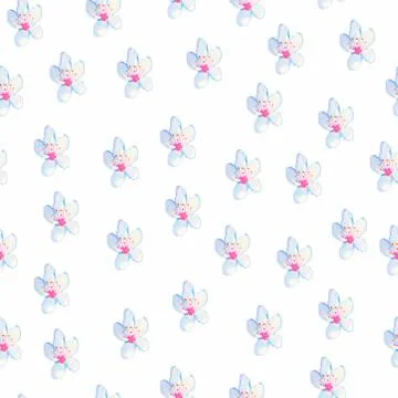 Seamless watercolor pattern with sakura in delicate colours. Stock Illustration