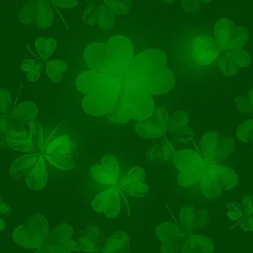 Seamless watercolor pattern for St Patrick s day, shamrocks and a clover S... Stock Photos