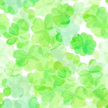 Seamless watercolor pattern for St Patrick's day, abstract four leaf clovers Stock Illustration