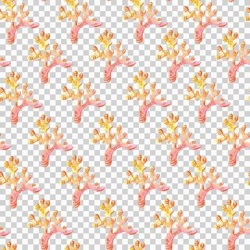 Seamless watercolor pattern with underwater corals. Colorful sea plants. Illustrazione stock