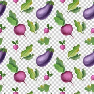 Seamless watercolor pattern with vegetables. Illustrazione stock