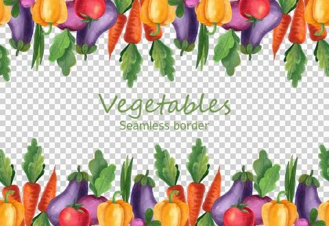 Seamless watercolor pattern with vegetables. Illustrazione stock