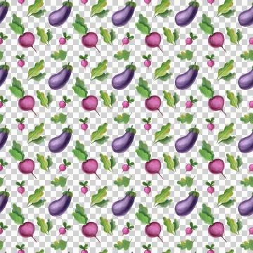 Seamless watercolor pattern with vegetables. Illustrazione stock