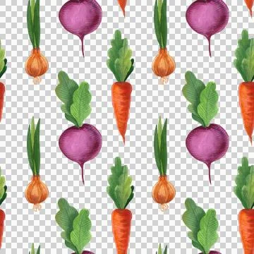 Seamless watercolor pattern with vegetables. Stock Illustration