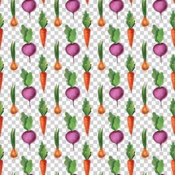Seamless watercolor pattern with vegetables. Stock Illustration