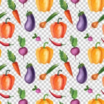 Seamless watercolor pattern with vegetables. Stock Illustration