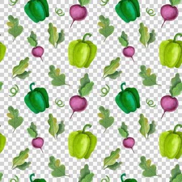 Seamless watercolor pattern with vegetables. Stock Illustration