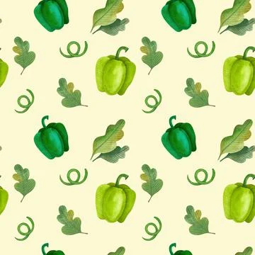 Seamless watercolor pattern with vegetables. Stock Illustration