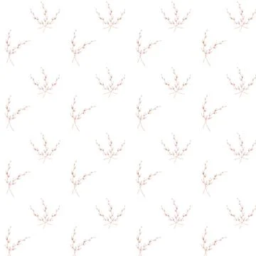 Seamless watercolor pattern of willow branch. Easter elegant pattern for Stock Illustration