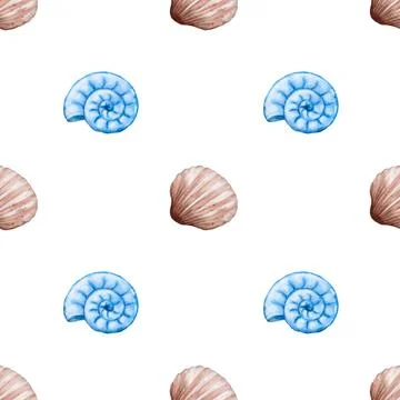 Seamless watercolor shell pattern design ideal for textile and packaging use Stock Photos