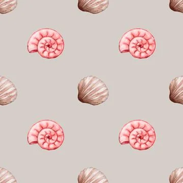 Seamless watercolor shell pattern for fabric and packaging designs Foto stock