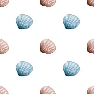 Seamless watercolor shell pattern for textile and packaging design Foto stock