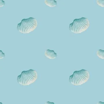 Seamless watercolor shell pattern for textile and wrapping applications Stock Photos