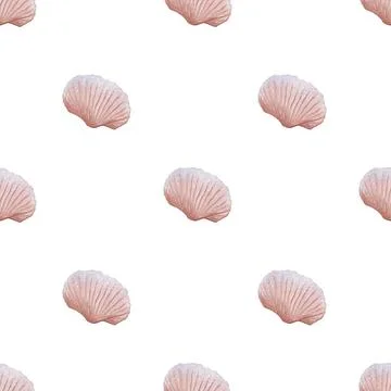Seamless watercolor shell pattern for textile and gift wrapping designs Stock Photos