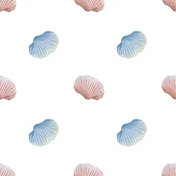 Seamless watercolor shell pattern for textile and wrapping paper design Foto stock