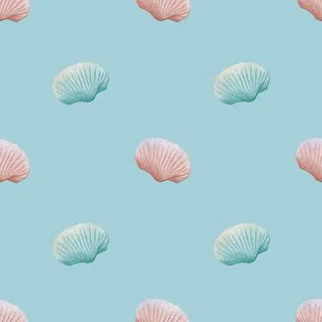 Seamless watercolor shell pattern for textile and packaging design Stock Photos