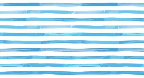 Seamless watercolor stripe pattern in blue tones. Hand painted brush stroke.. Stock Illustration