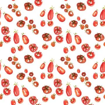 Seamless watercolor surface pattern from fresh ripe cherry, ribbed, plum Stock Illustration