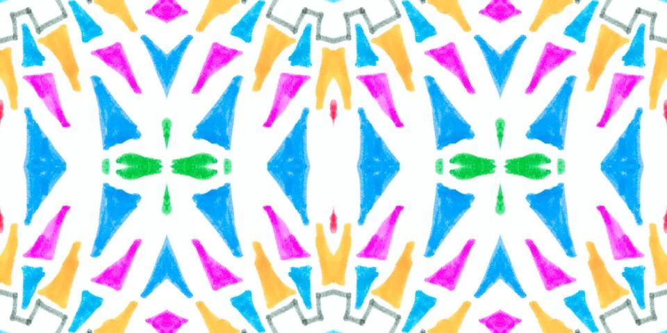 Seamless watercolor triangles pattern. Hand drawn geometric mosaic. イラスト素材