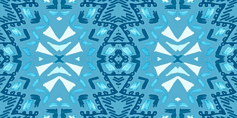 Seamless watercolor triangles pattern. Hand drawn geometric mosaic. Illustrazione stock