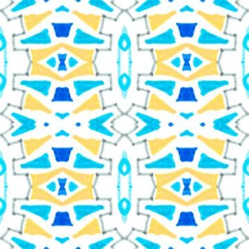 Seamless watercolor triangles pattern. Hand drawn geometric mosaic. Stock Illustration