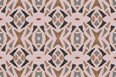 Seamless watercolor triangles pattern. Hand drawn geometric mosaic. Illustrazione stock