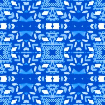 Seamless watercolor triangles pattern. Hand drawn geometric mosaic. Stock Illustration