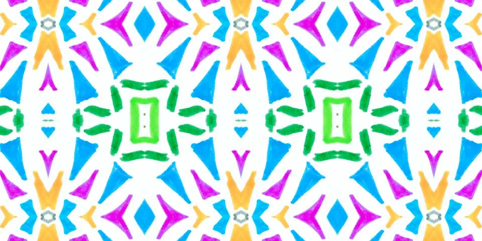 Seamless watercolor triangles pattern. Hand drawn geometric mosaic. 스톡 일러스트