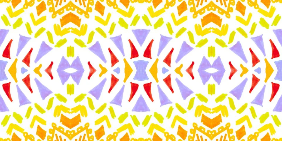 Seamless watercolor triangles pattern. Hand drawn geometric mosaic. Illustrazione stock