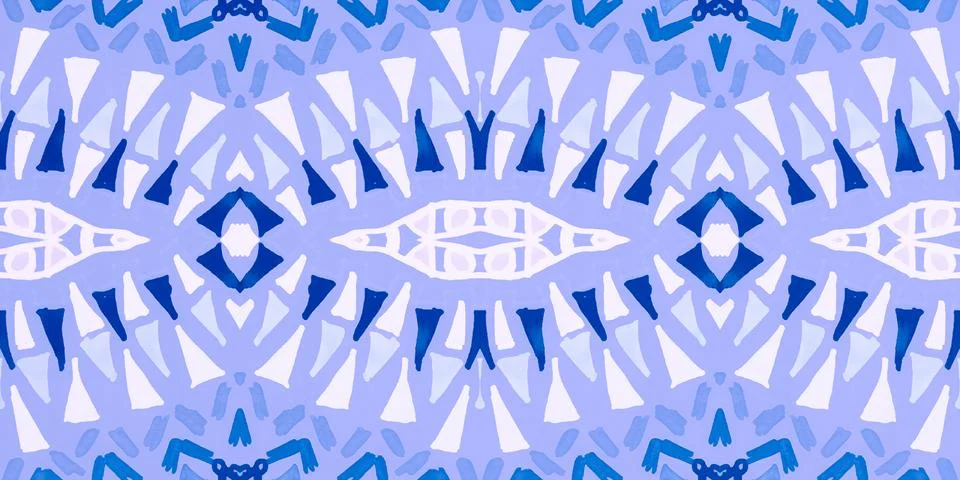 Seamless watercolor triangles pattern. Hand drawn geometric mosaic. イラスト素材