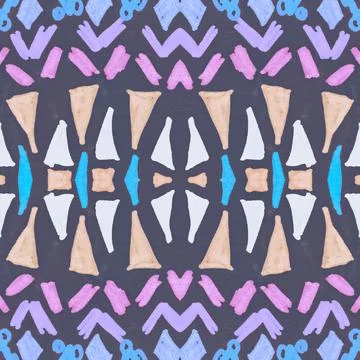 Seamless watercolor triangles pattern. Hand drawn geometric mosaic. イラスト素材