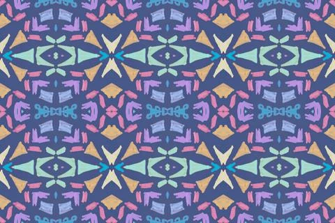 Seamless watercolor triangles pattern. Hand drawn geometric mosaic. Illustrazione stock