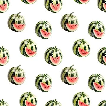 Seamless watercolor watermelon pattern. Repeat pattern. Illustrazione stock