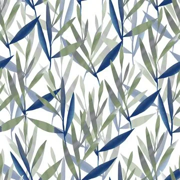 Seamless watercolour leaves pattern on white background , greeting card or fa Stock Illustration