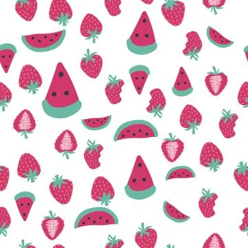 Seamless watermelon and strawberry pattern. Illustrazione stock