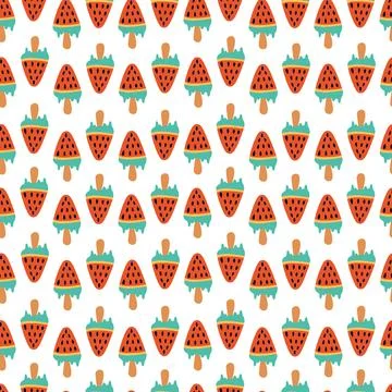 Seamless Watermelon Ice Cream Pattern Stock Illustration