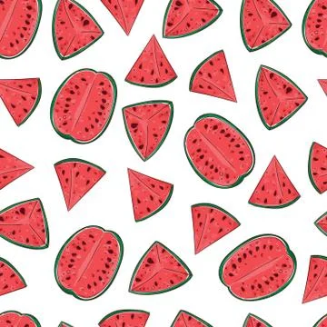 Seamless watermelon pattern and background vector illustration Stock Illustration