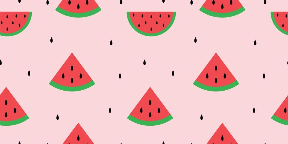 Seamless watermelon pattern background, Vector watermelon ornament, Hand draw Stock Illustration