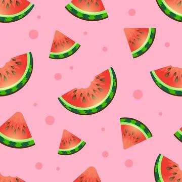 Seamless watermelon pattern. Background with watermelon slices. Illustrazione stock
