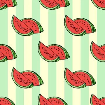 Seamless Watermelon Pattern Stock Illustration